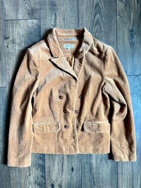 Nanette Lepore Cropped Brown Corduroy Double Breasted Blazer Jacket